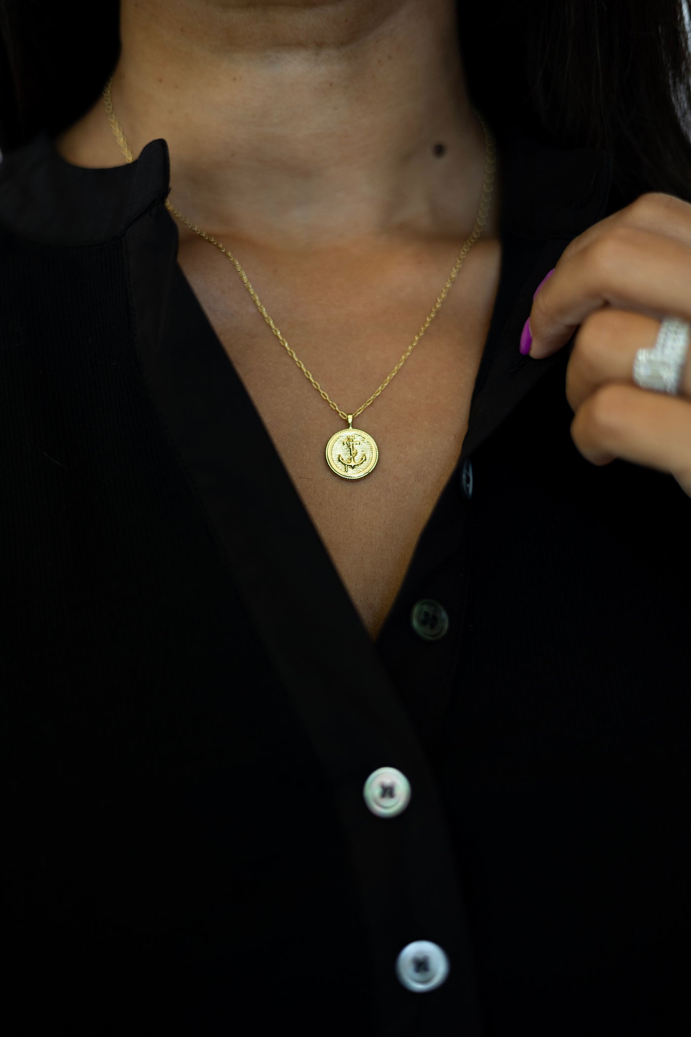 Anchor Coin Necklace