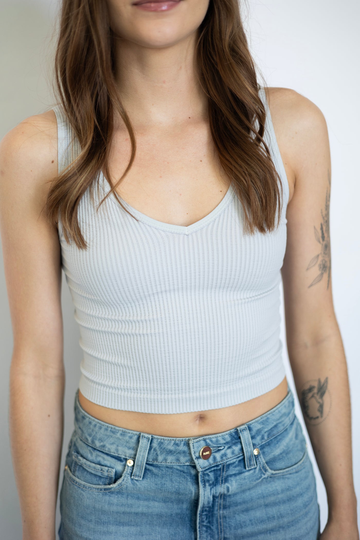 V-Neck Ribbed Crop Top