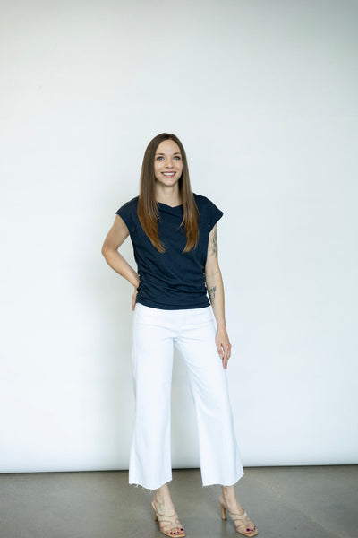 Womens white wide leg premium denim