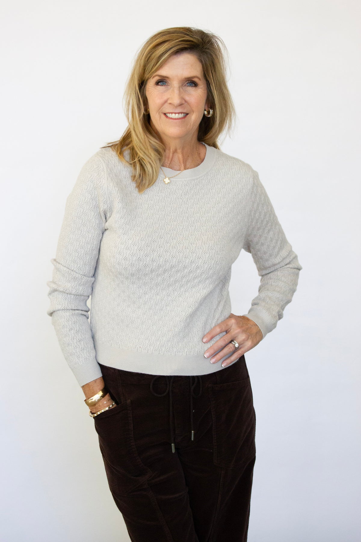 Scalloped detail sweater