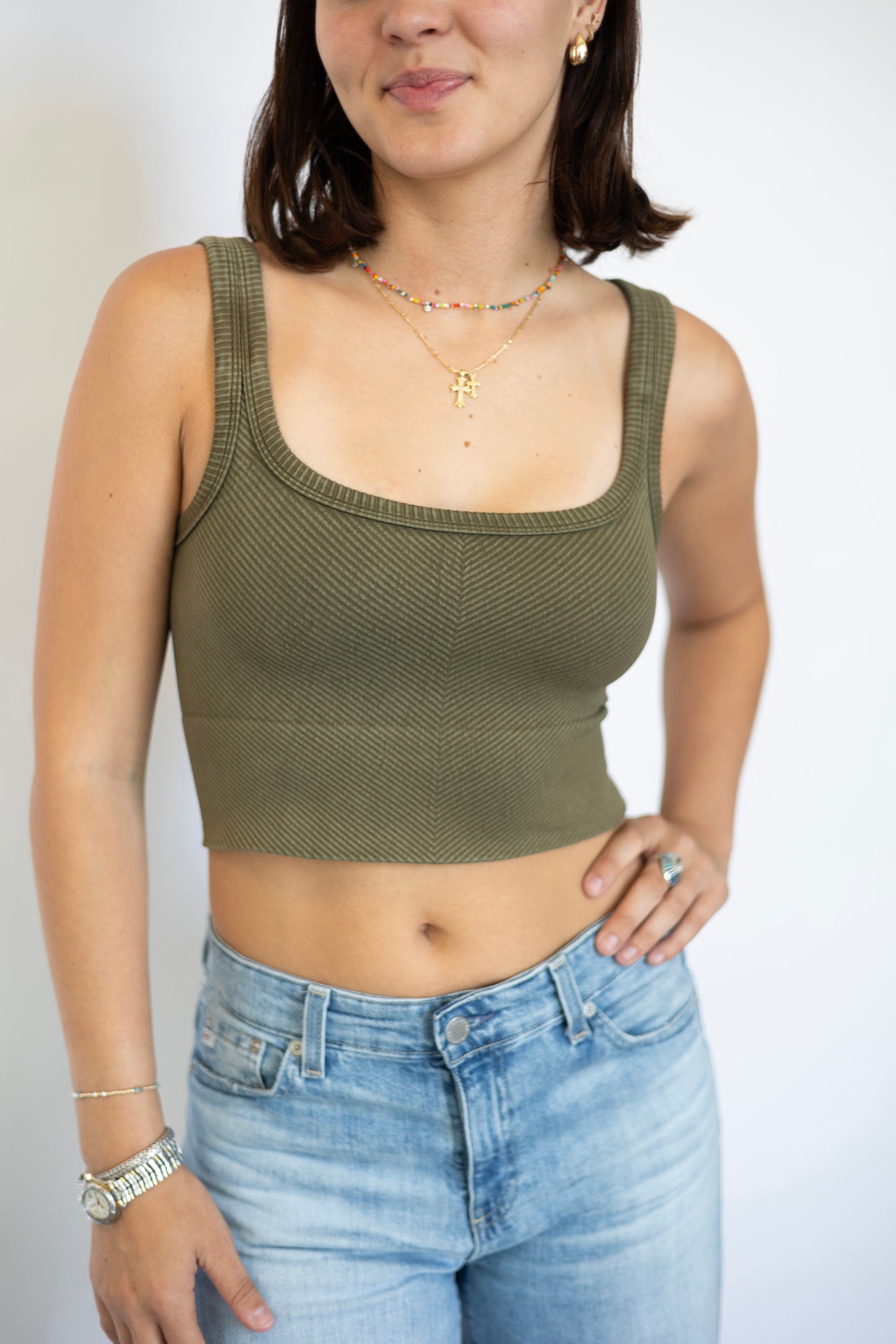 Vintage Chevron Crop Top