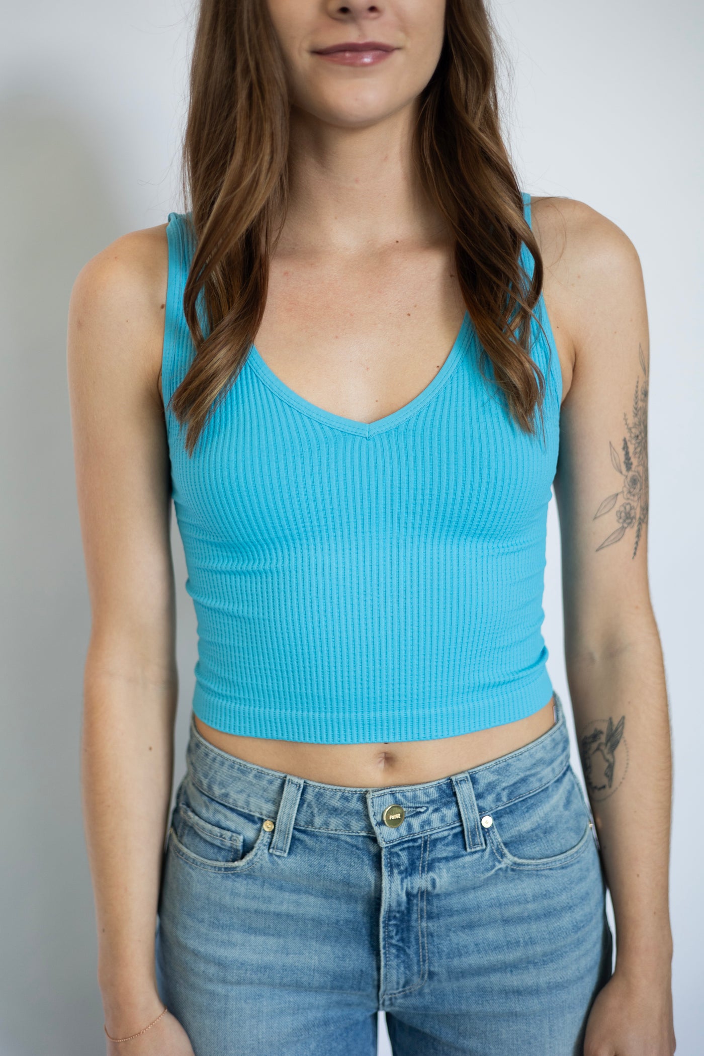 V-Neck Ribbed Crop Top