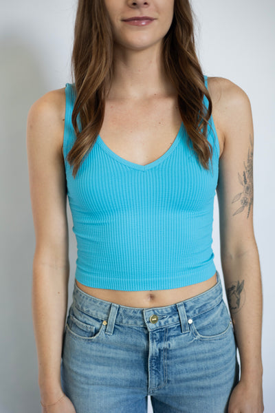 V-Neck Ribbed Crop Top