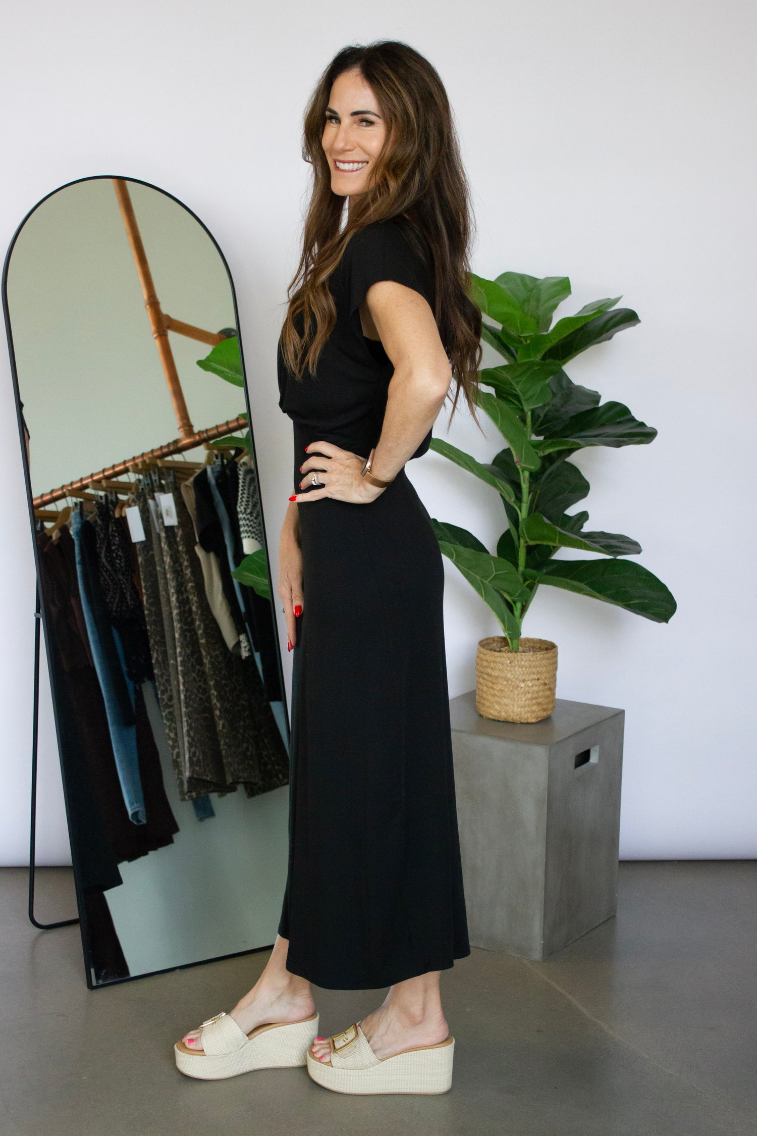 Black midi dress