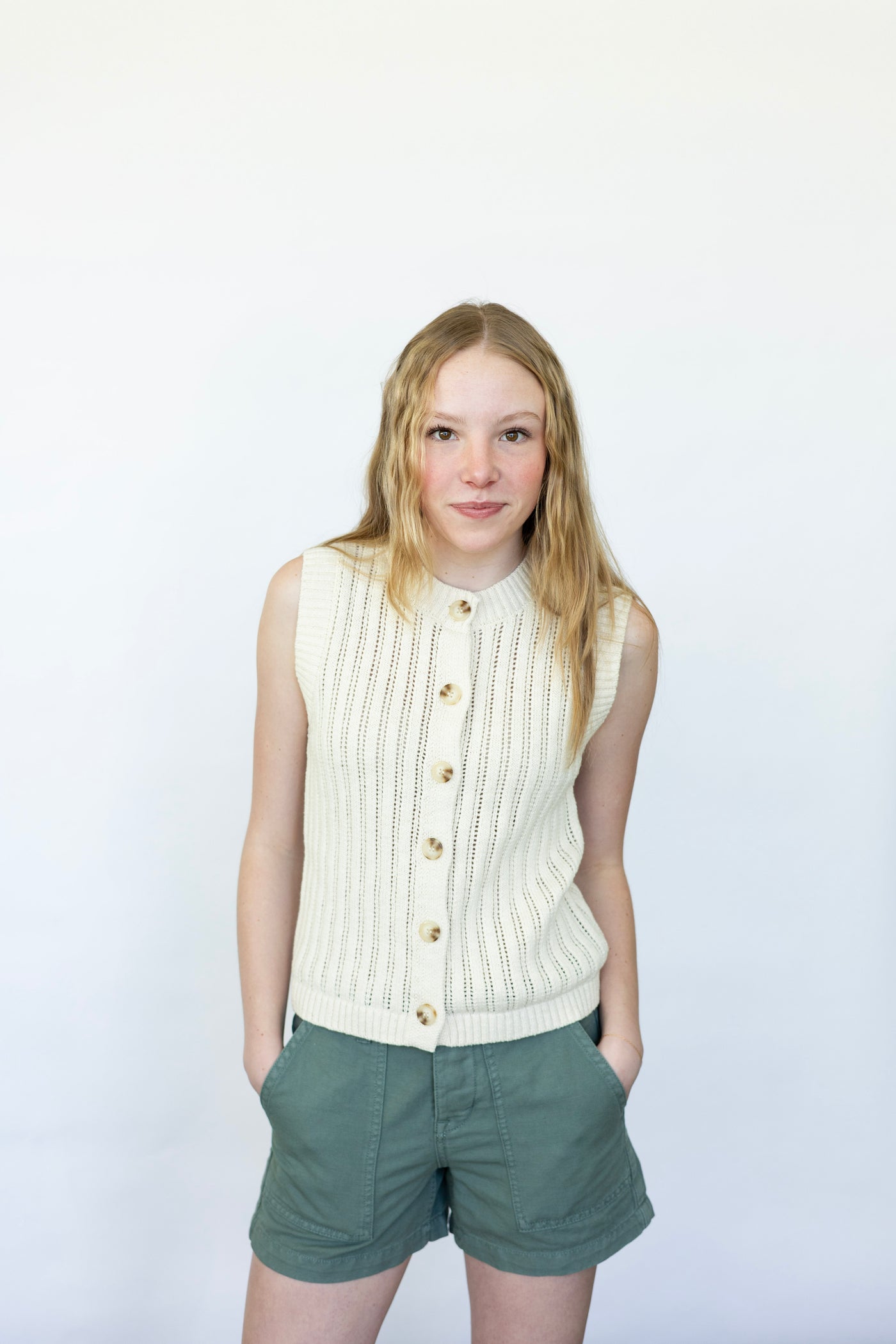 Knitted button down tank