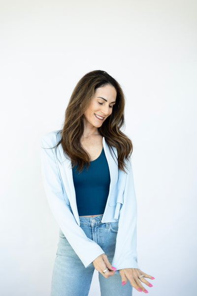 Baby blue cropped blazer