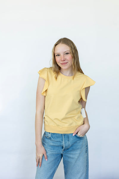 Yellow short sleeve blouse