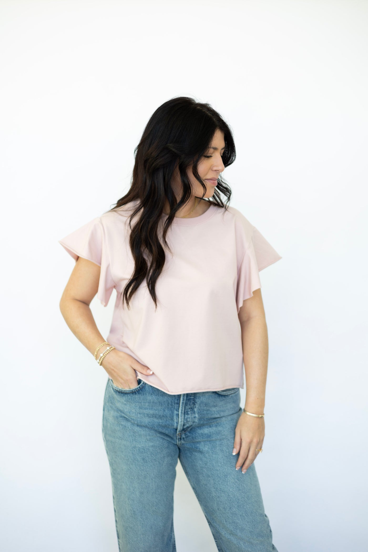 Feminine pink shirt for spring