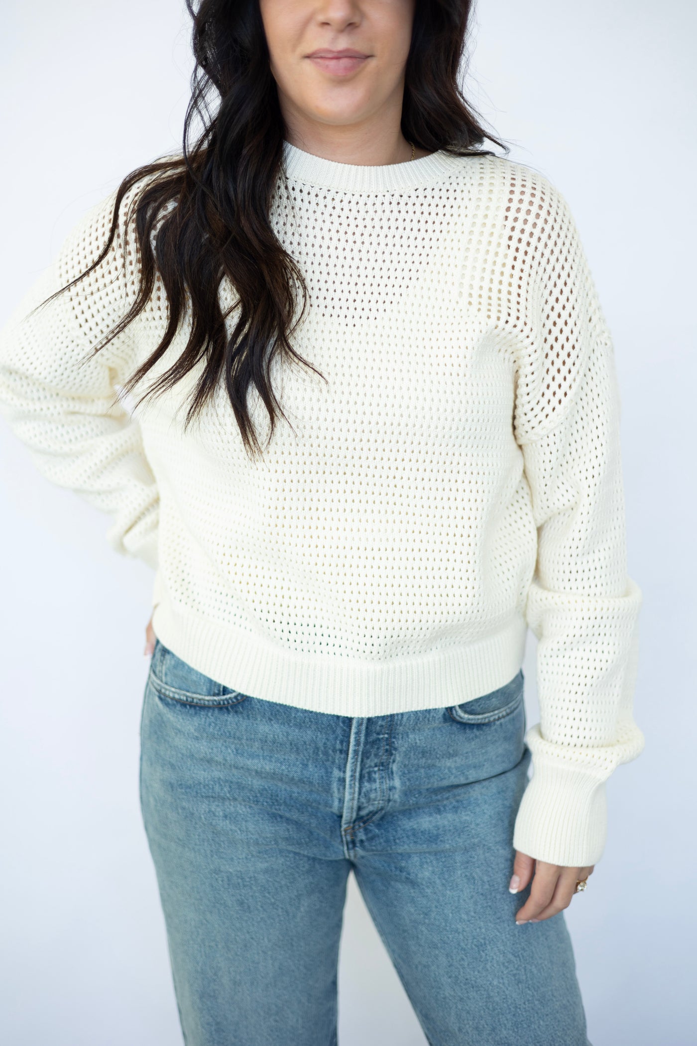 Women's open knit sweater