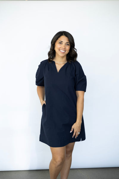 Classy navy blue dress for women