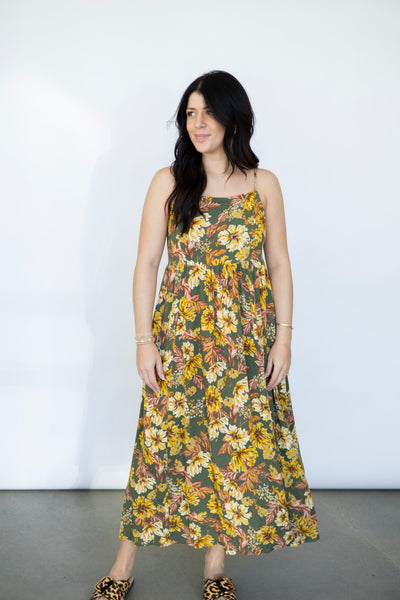 Spring floral midi dress for women