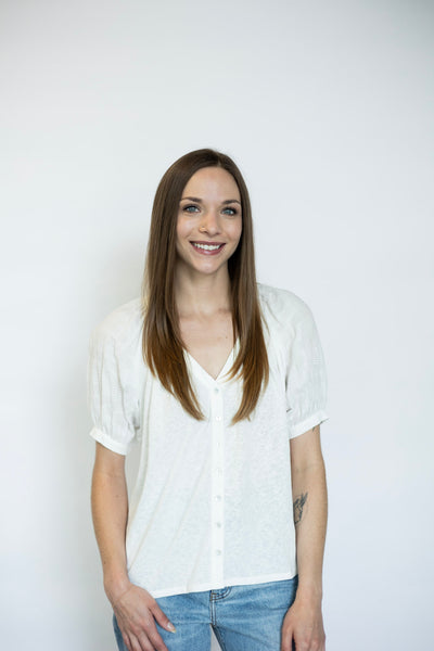 Short sleeve basic button down for women