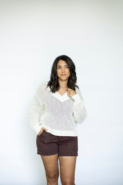 Women's open knit sweater