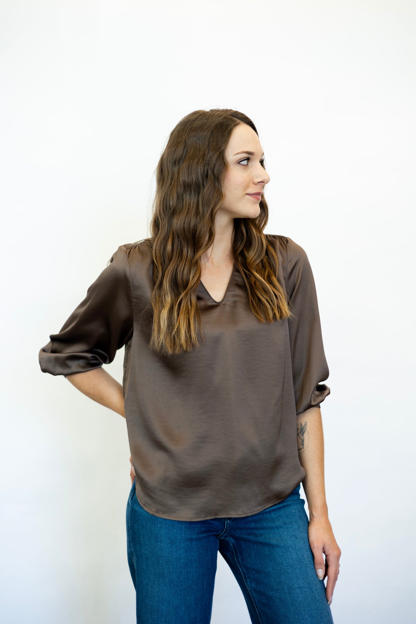 Robyn 3/4 Sleeve V Neck Blouse