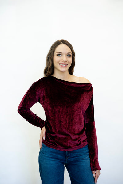 Slouch Shoulder Velvet Top