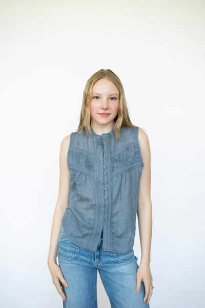 Women's denim button down tank