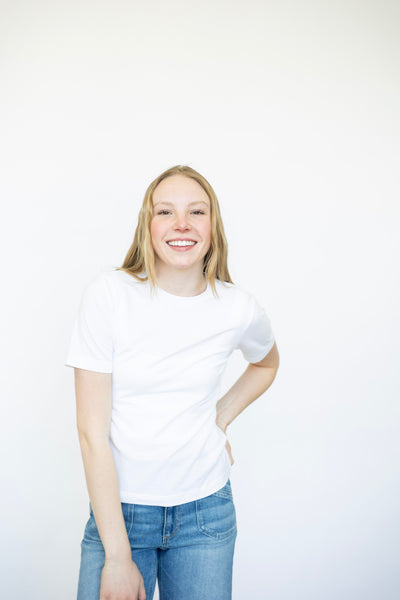 Women's white fitted tee