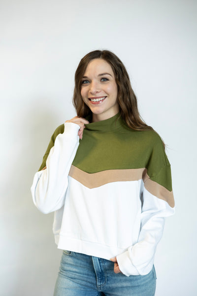 Color Blocked Cotton Fleece Liz Pullover