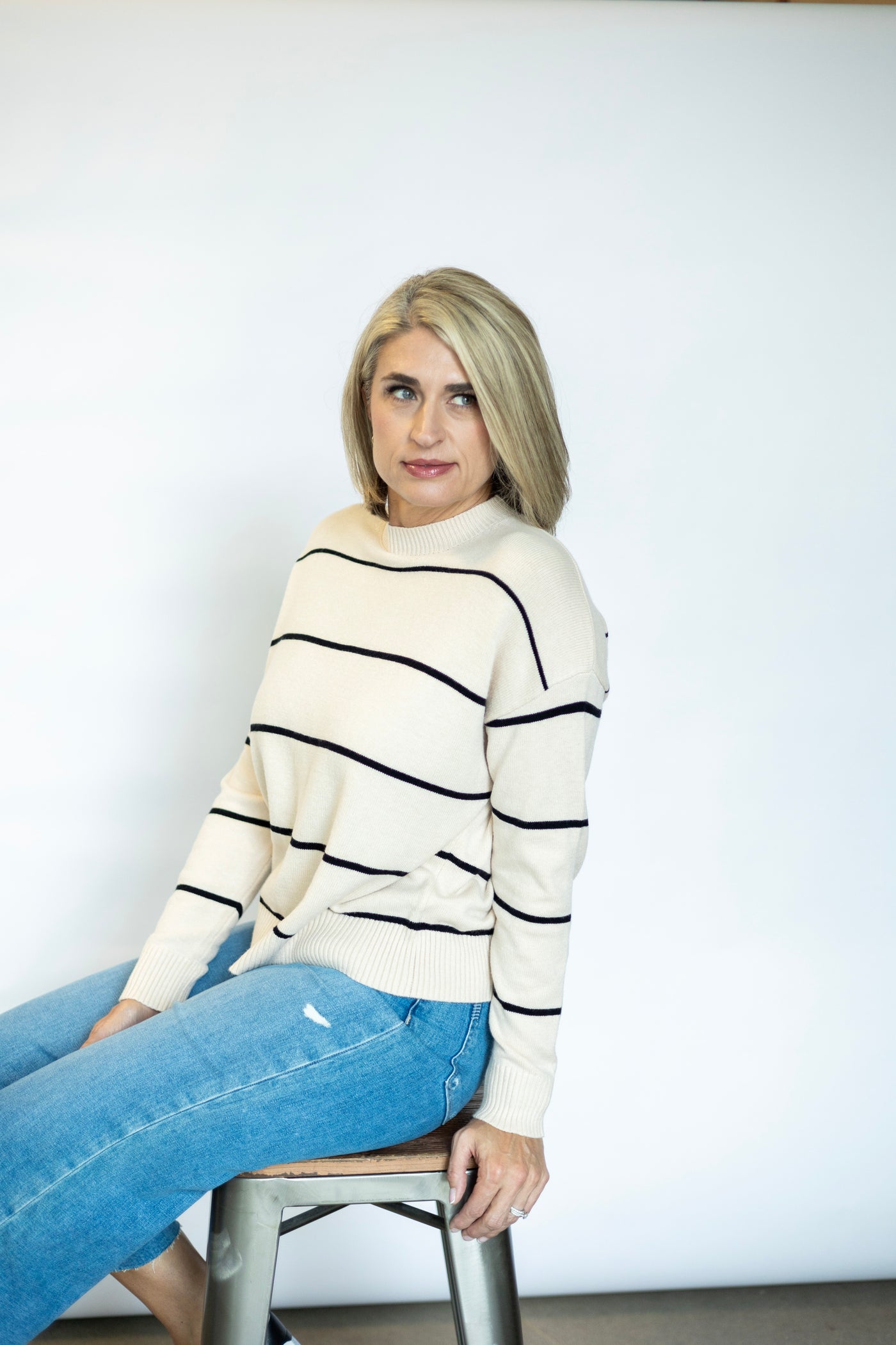 Striped Pattern Sweater Top