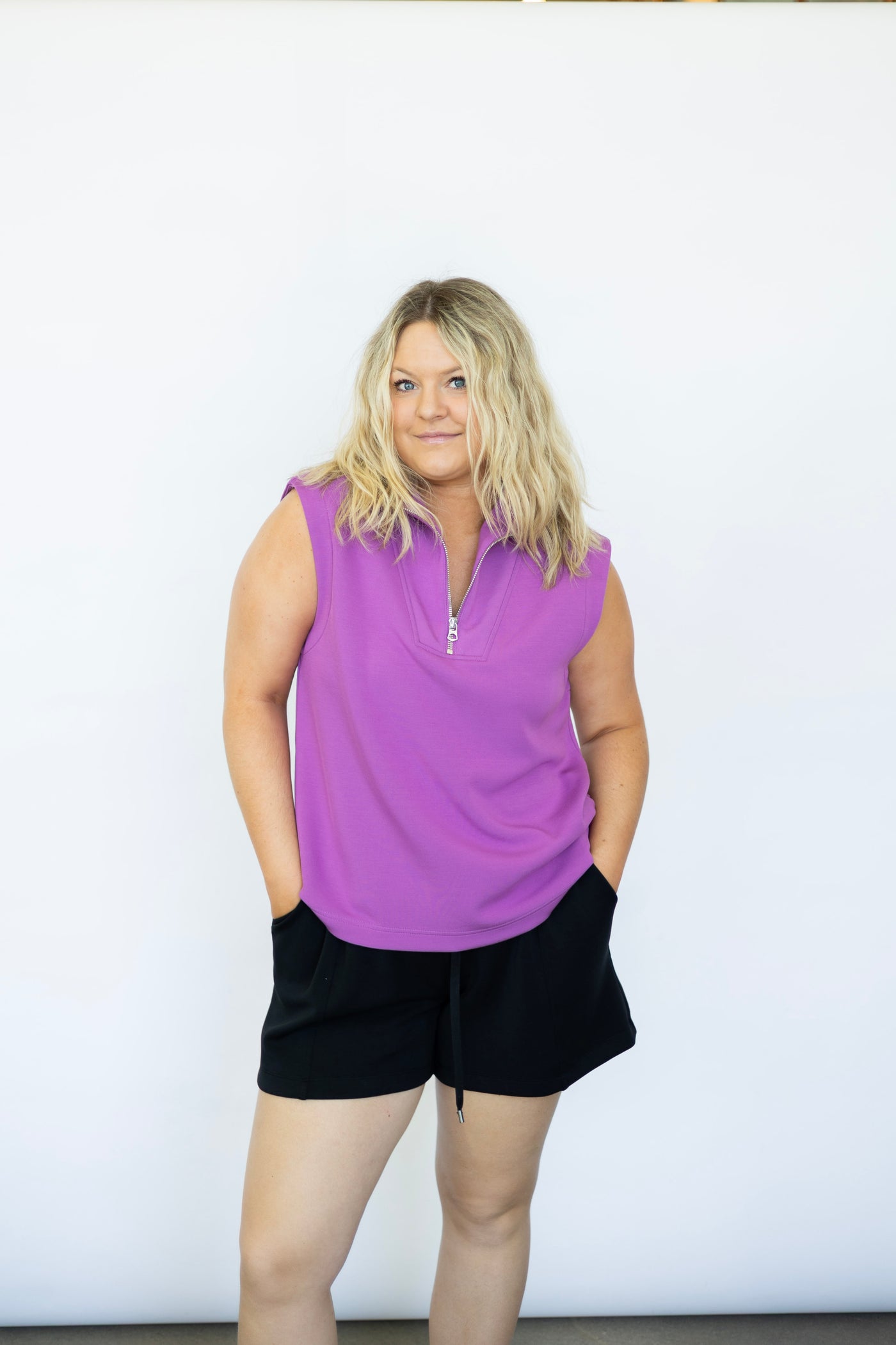Purple sleeveless sweatshirt