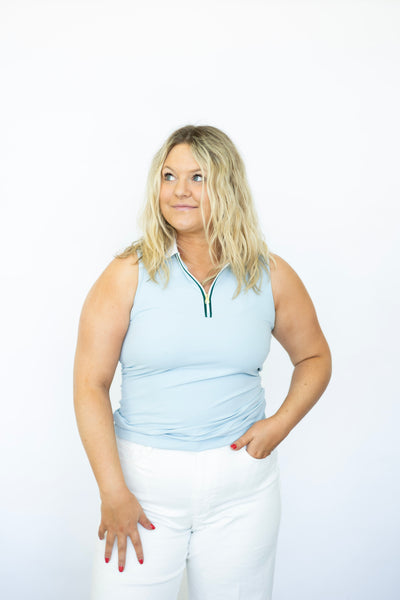 Baby blue collared sports tank