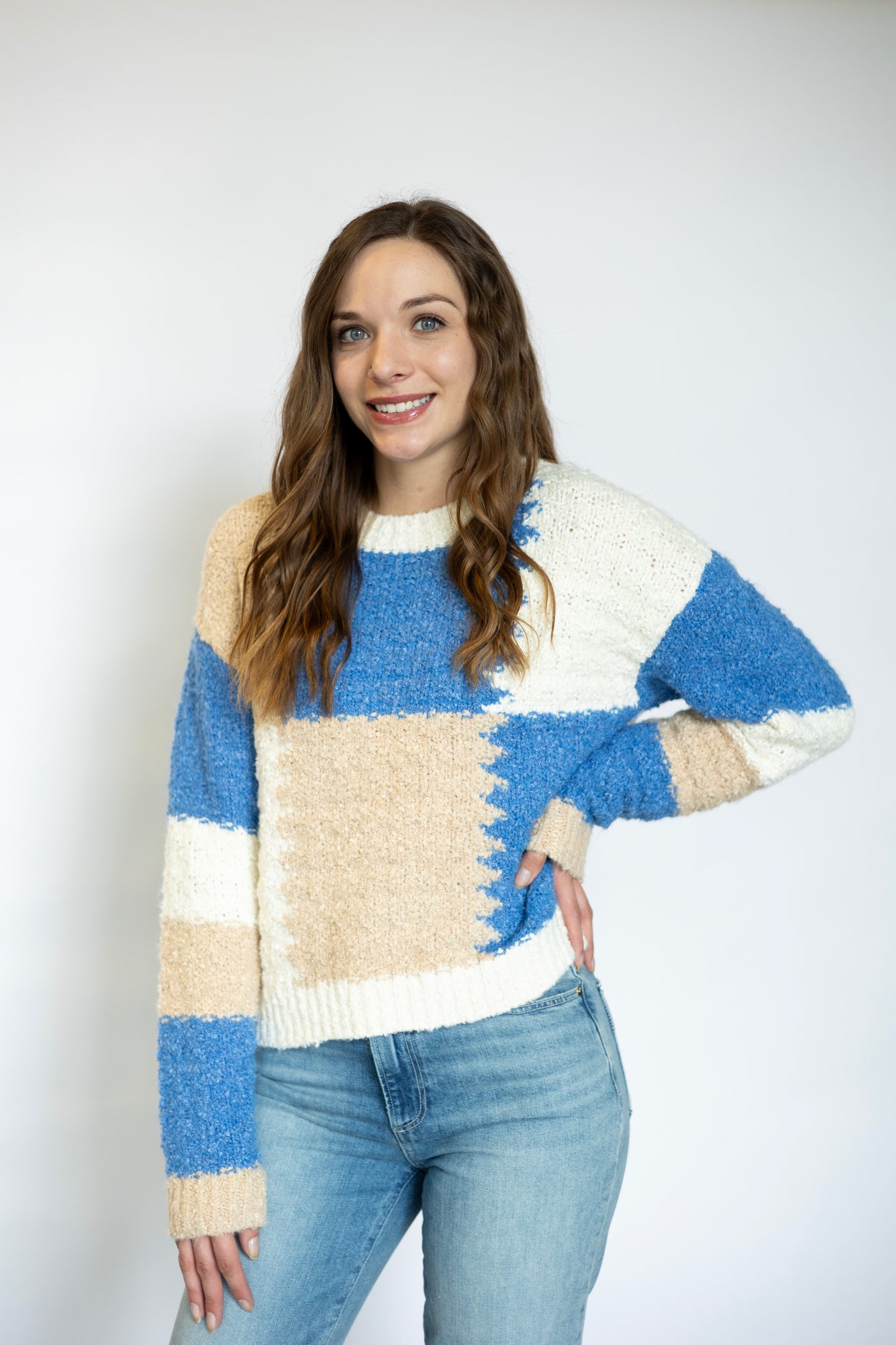 Colorblock Crew Neck Sweater