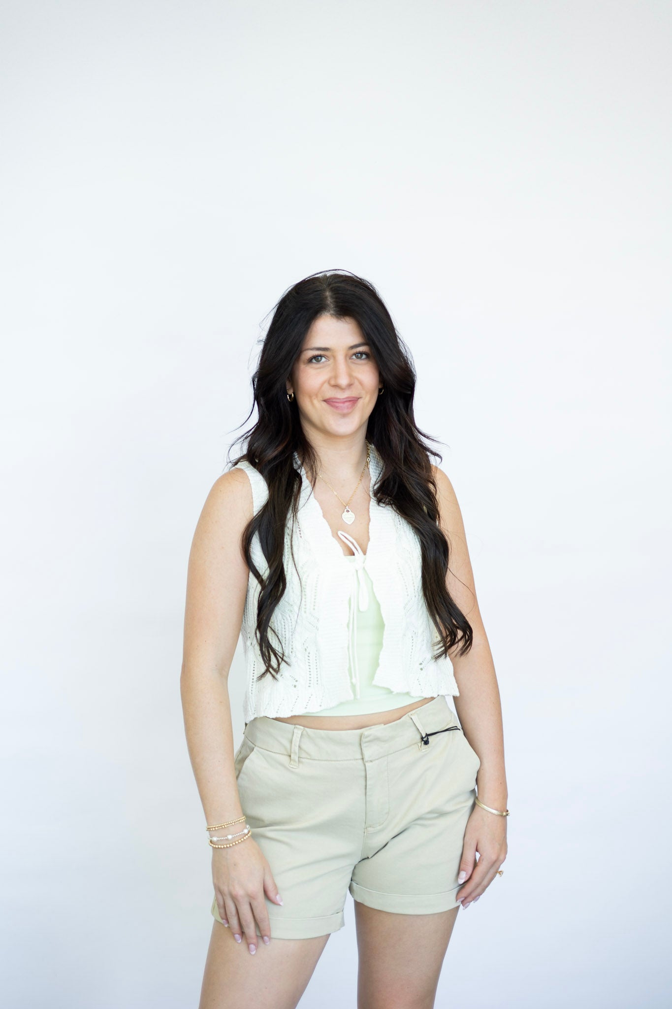 Open knit tie front sweater vest