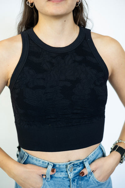 Lace High Neck Crop