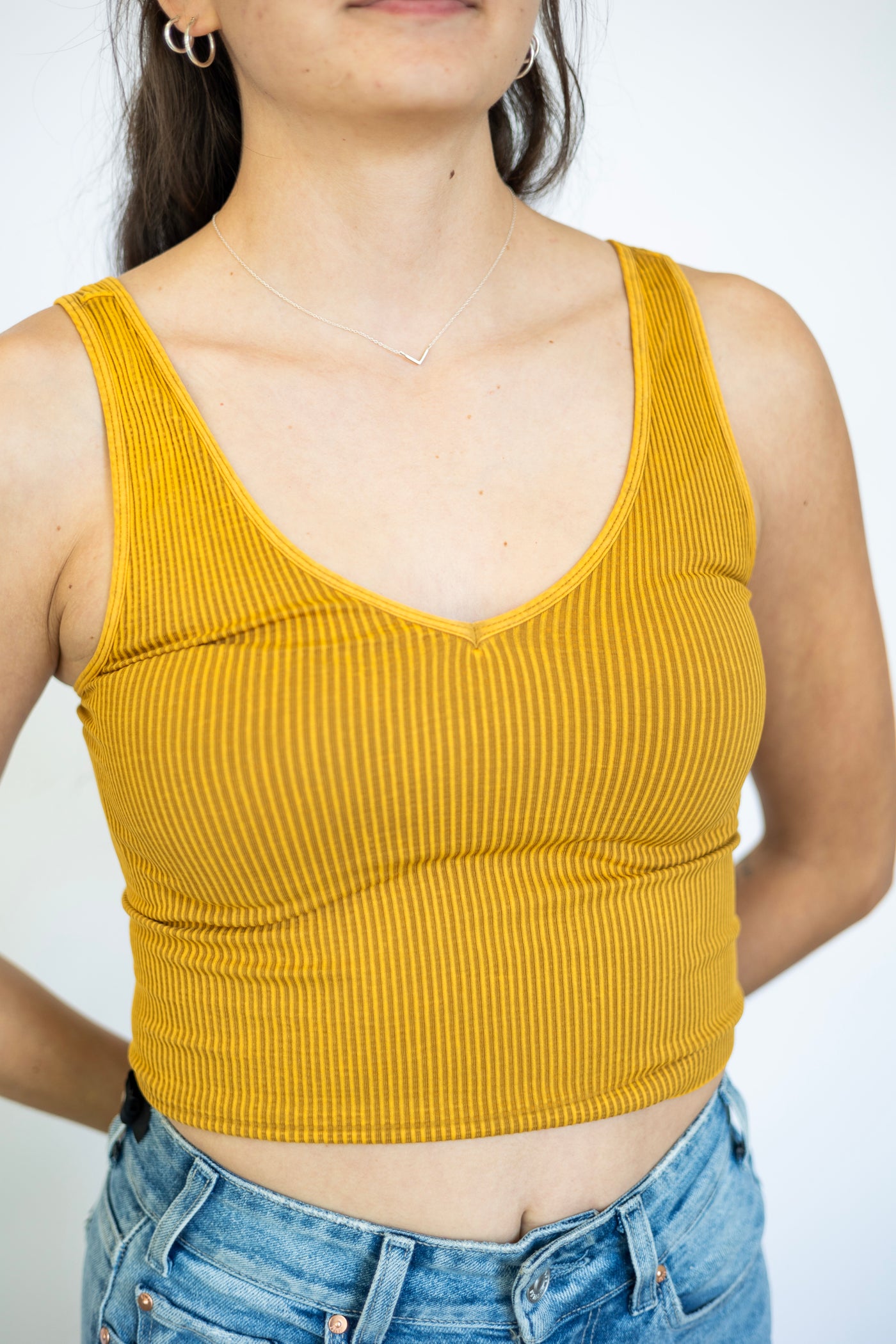 Vintage V Neck Crop Top