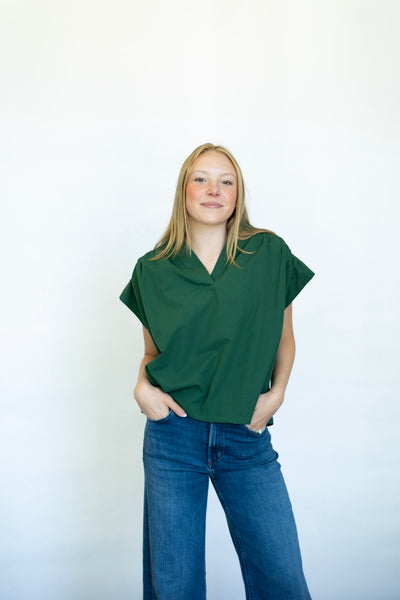 Green button down blouse