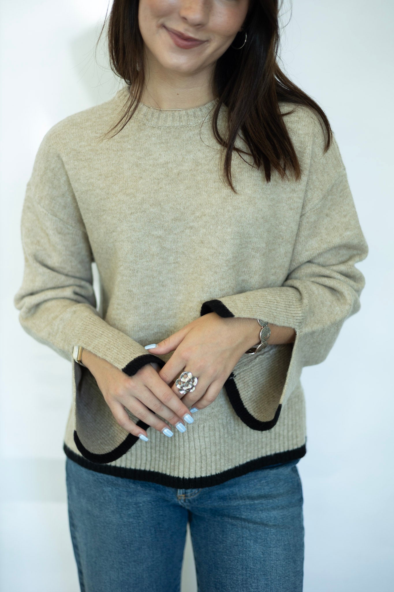 Contrast trim sweater