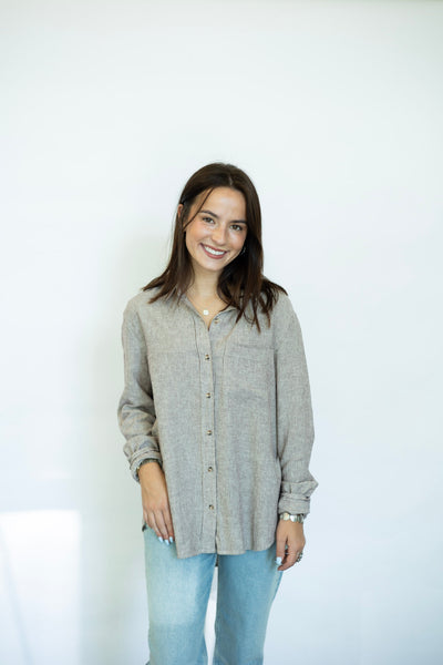 Striped Linen button down for women