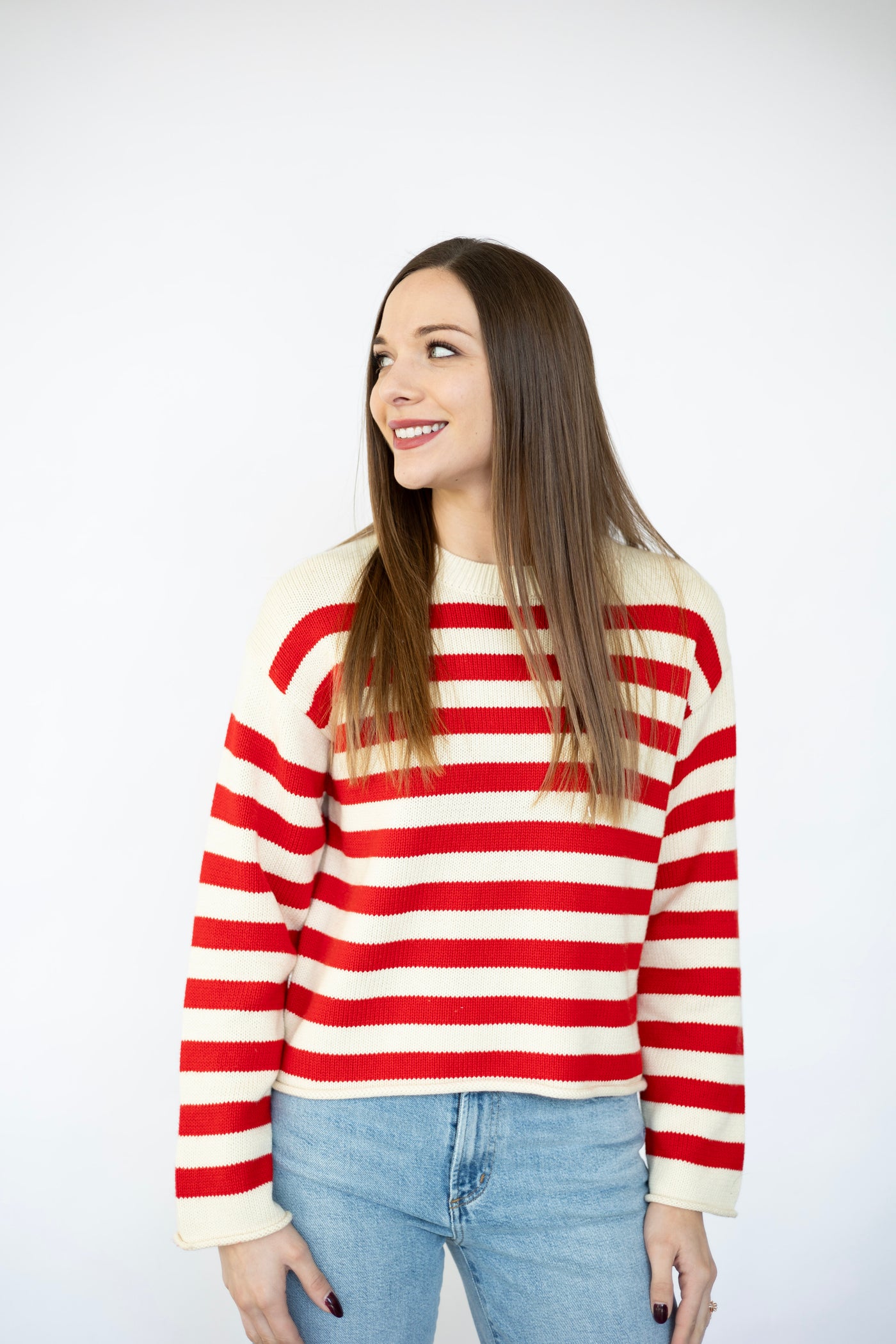 Women's red, striped sweater