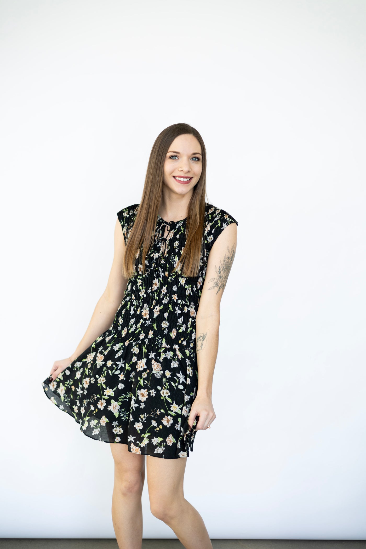 Short, floral dress for women