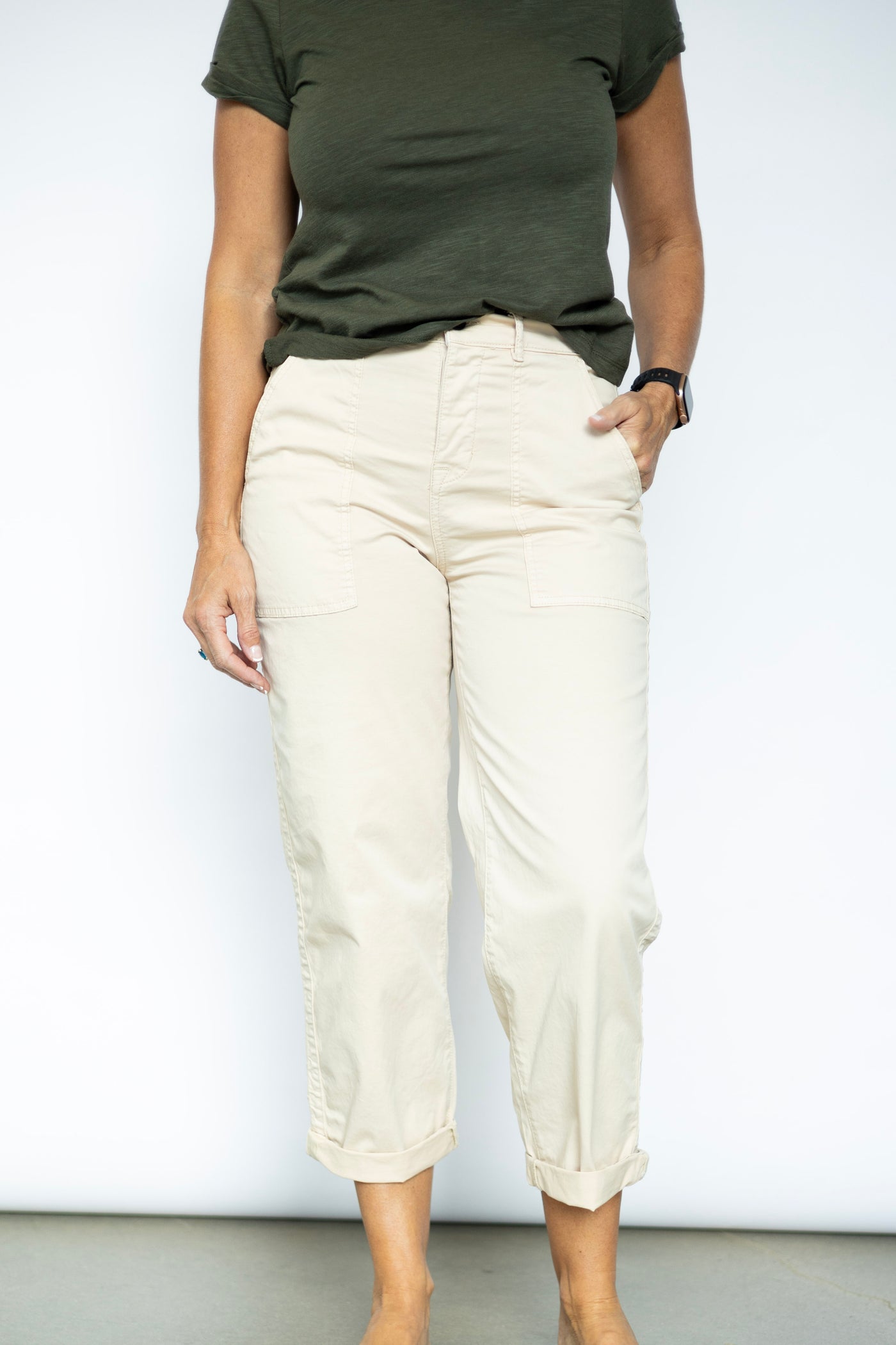 Women's lightweight, cropped khaki pants