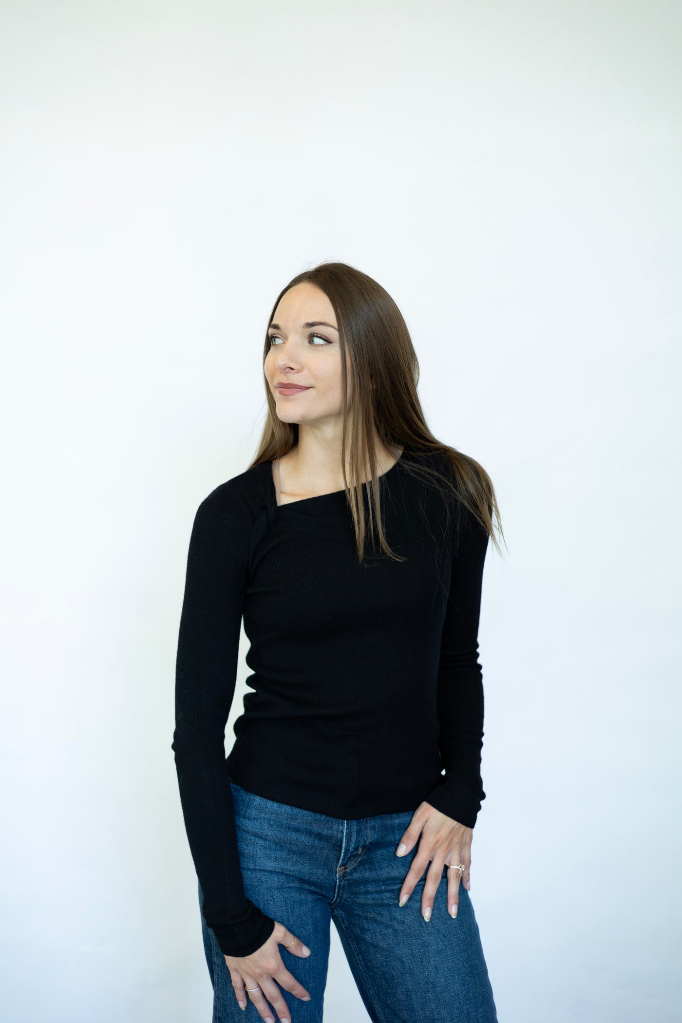 Long sleeve asymmetrical top