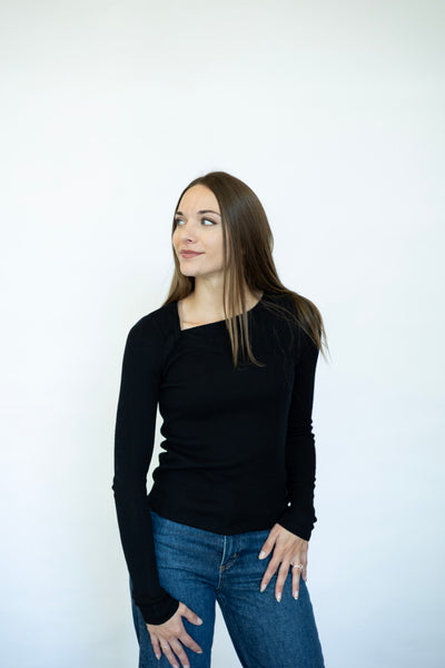 Long sleeve asymmetrical top