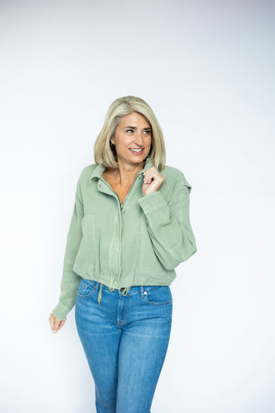 Sage green, cropped jacket