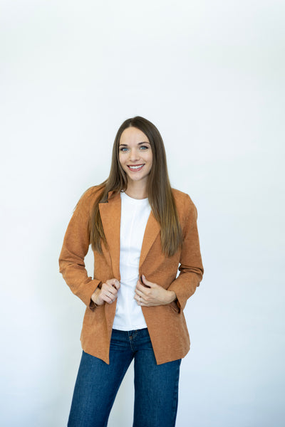 Orange, vintage washed, blazer for women