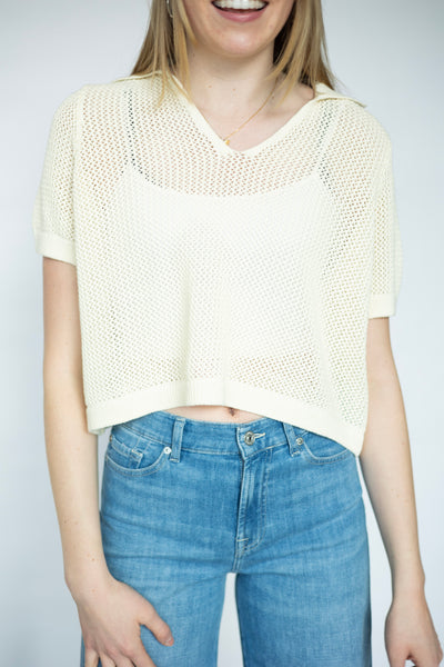 Open knit, cropped sweater