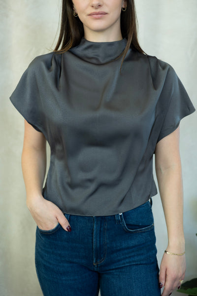 Gray, mock neck top