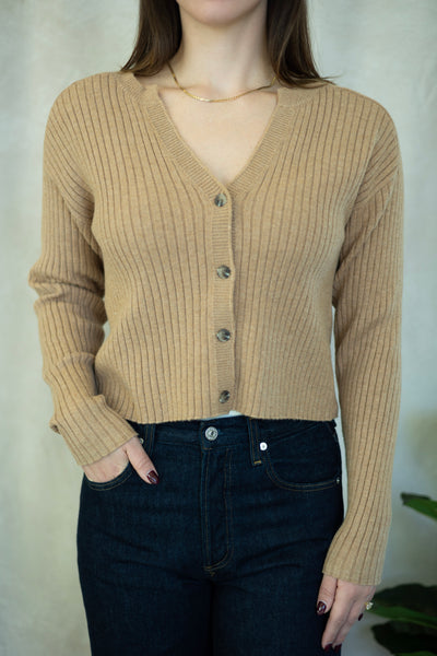 Ribbed tan cardigan