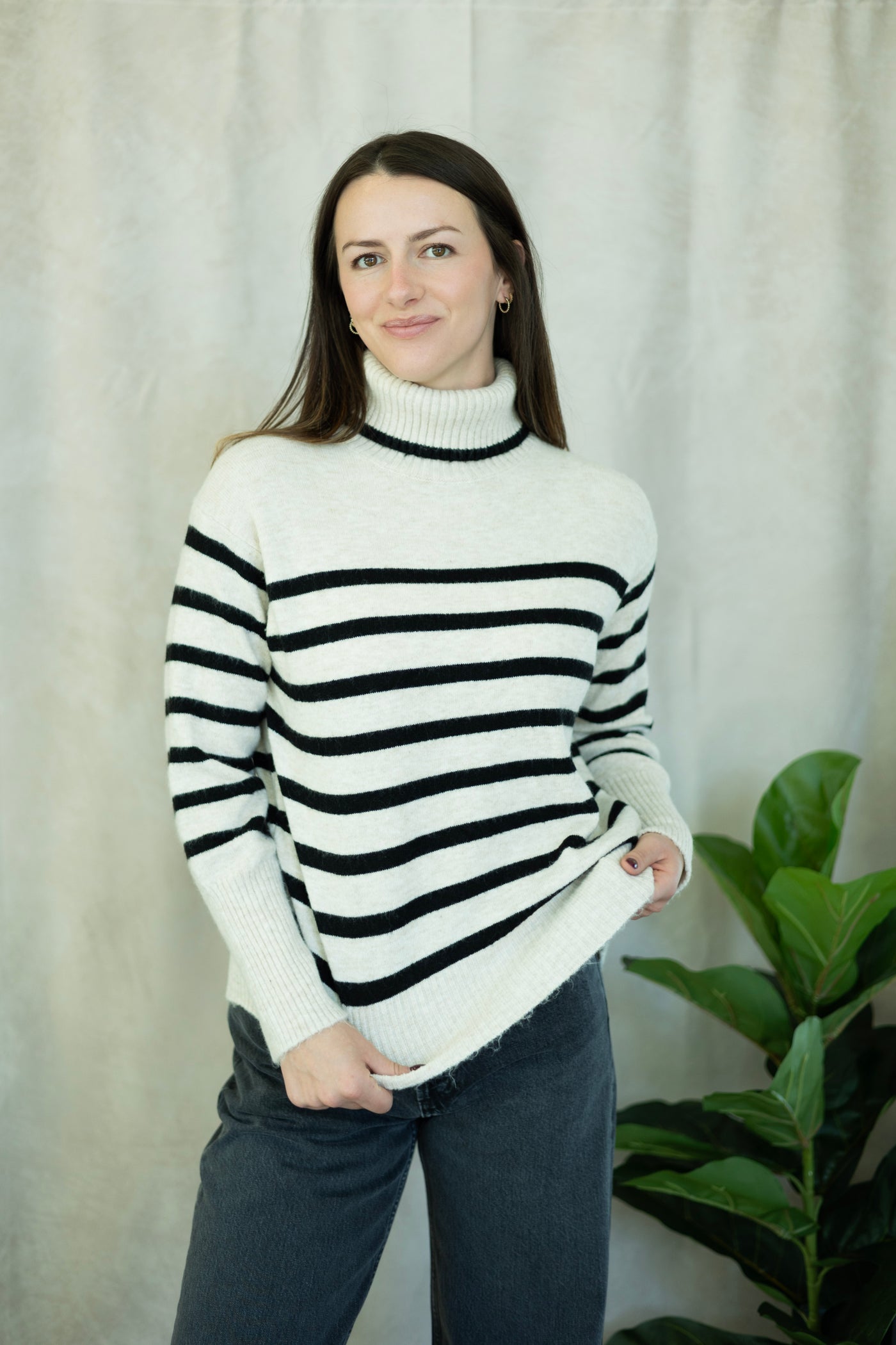 Striped turtleneck sweater