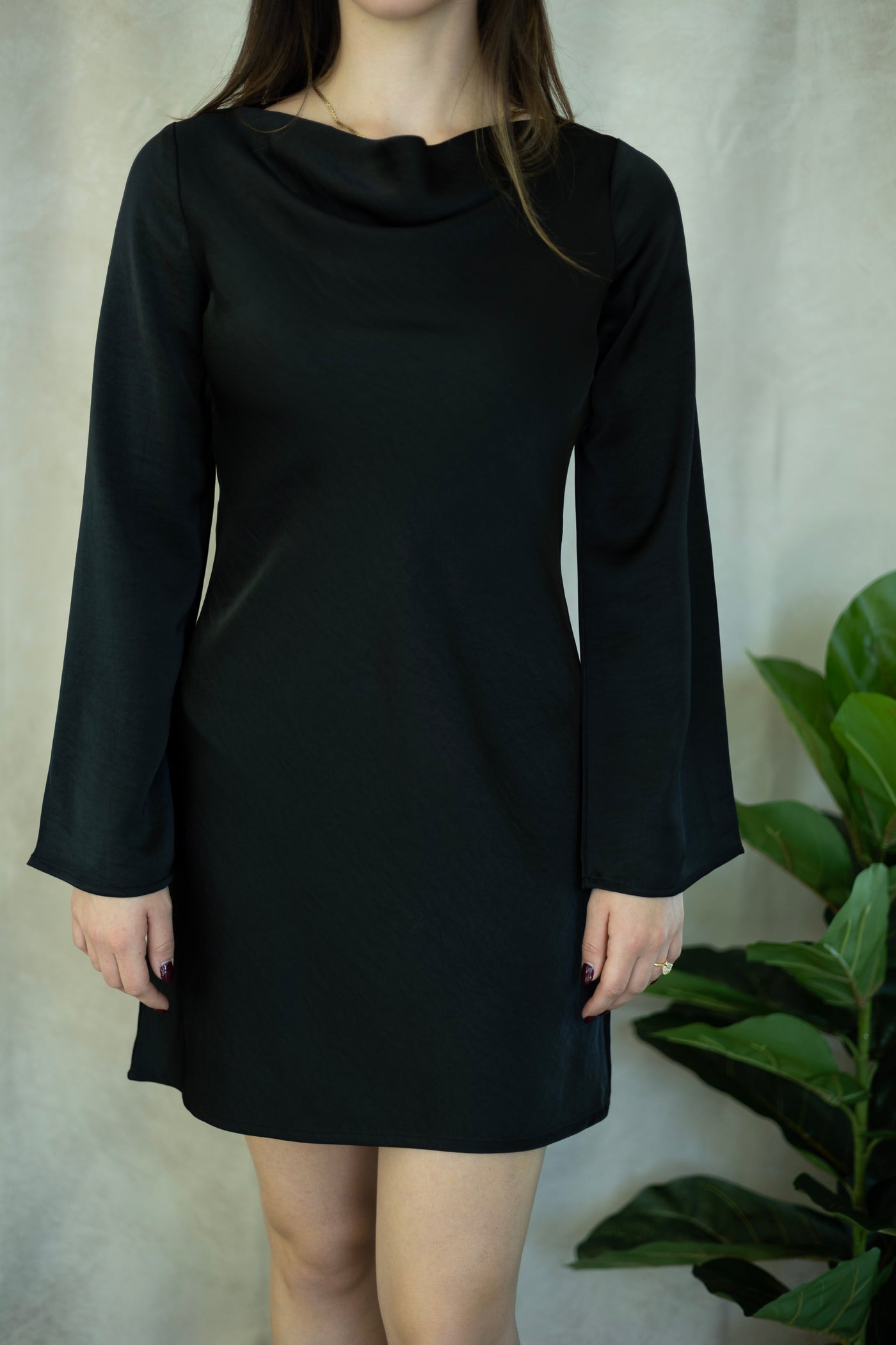 Classy cowl neck black dress