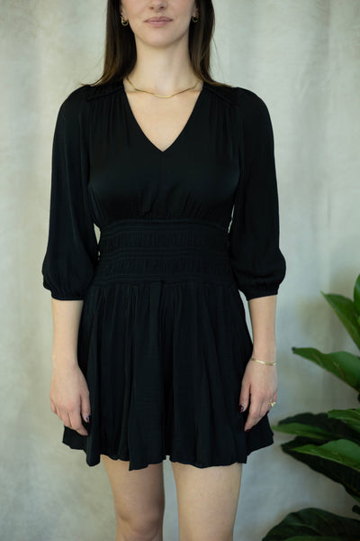 Black dress with cinched waist