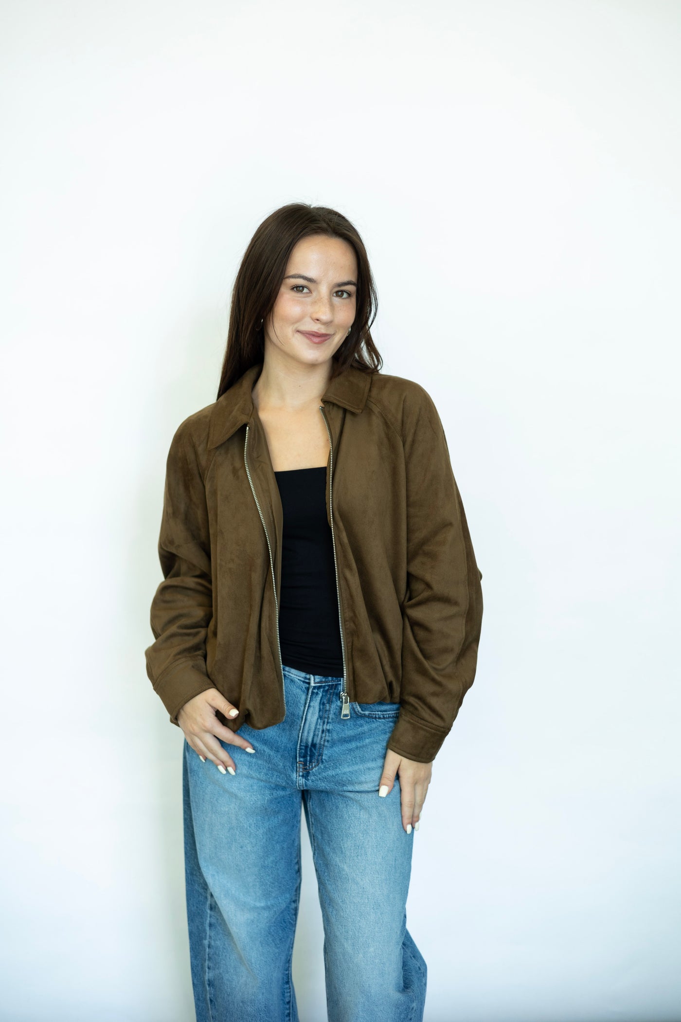 Suede bomber jacket