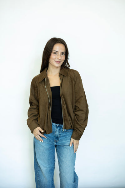 Suede bomber jacket