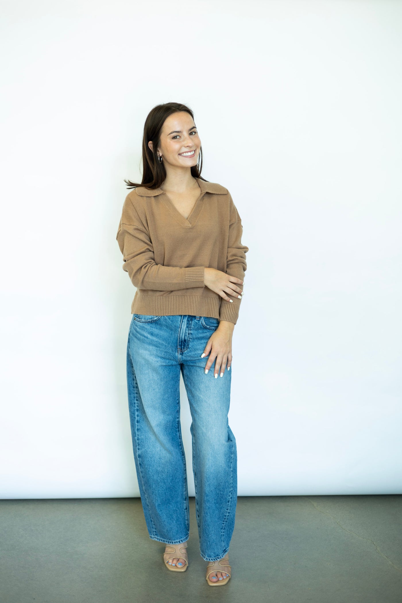 Casual collared light sweater