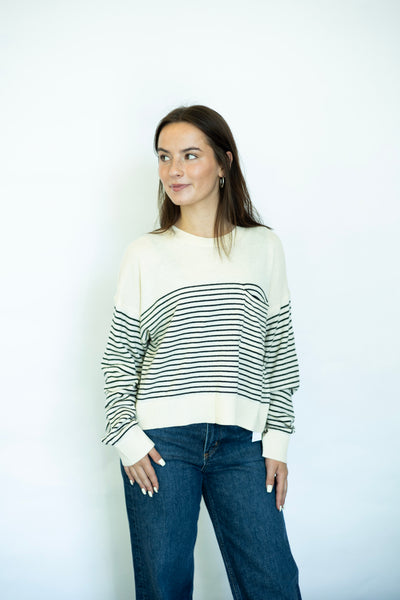 Black striped light sweater