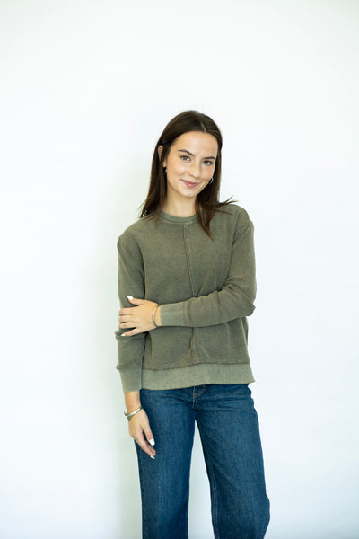 Textured long sleeve tee